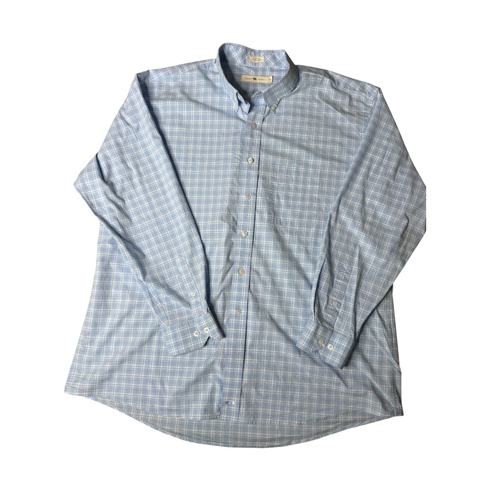 Onward Reserve Plaid‎ Button Down Shirt Classic Fit Light Blue XXL